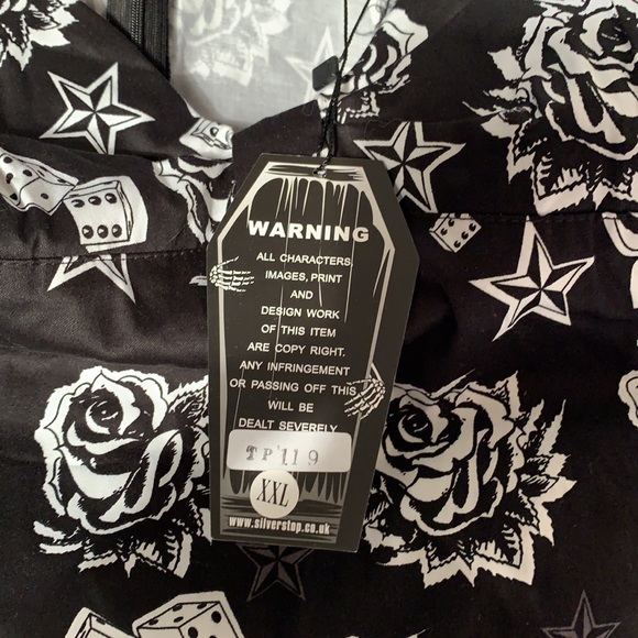 Living Dead Souls Black Tank Roses Dice Stars Bird - Picture 6 of 7